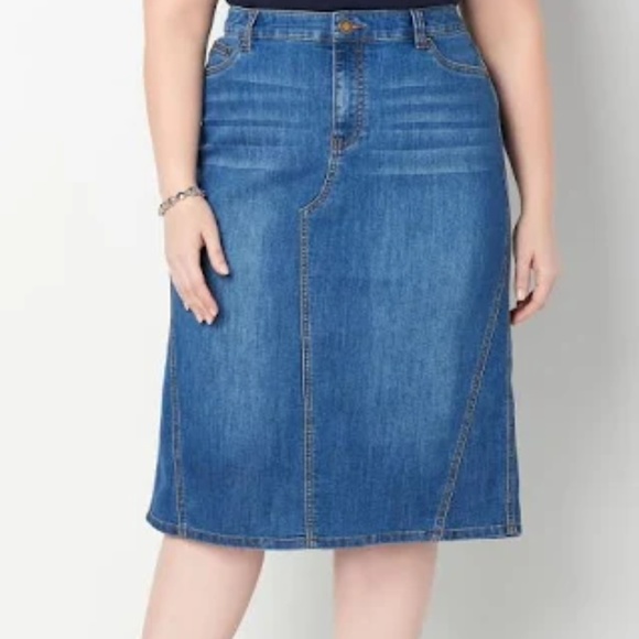 Denim - Denim Blue Plus-size Jean Skirt